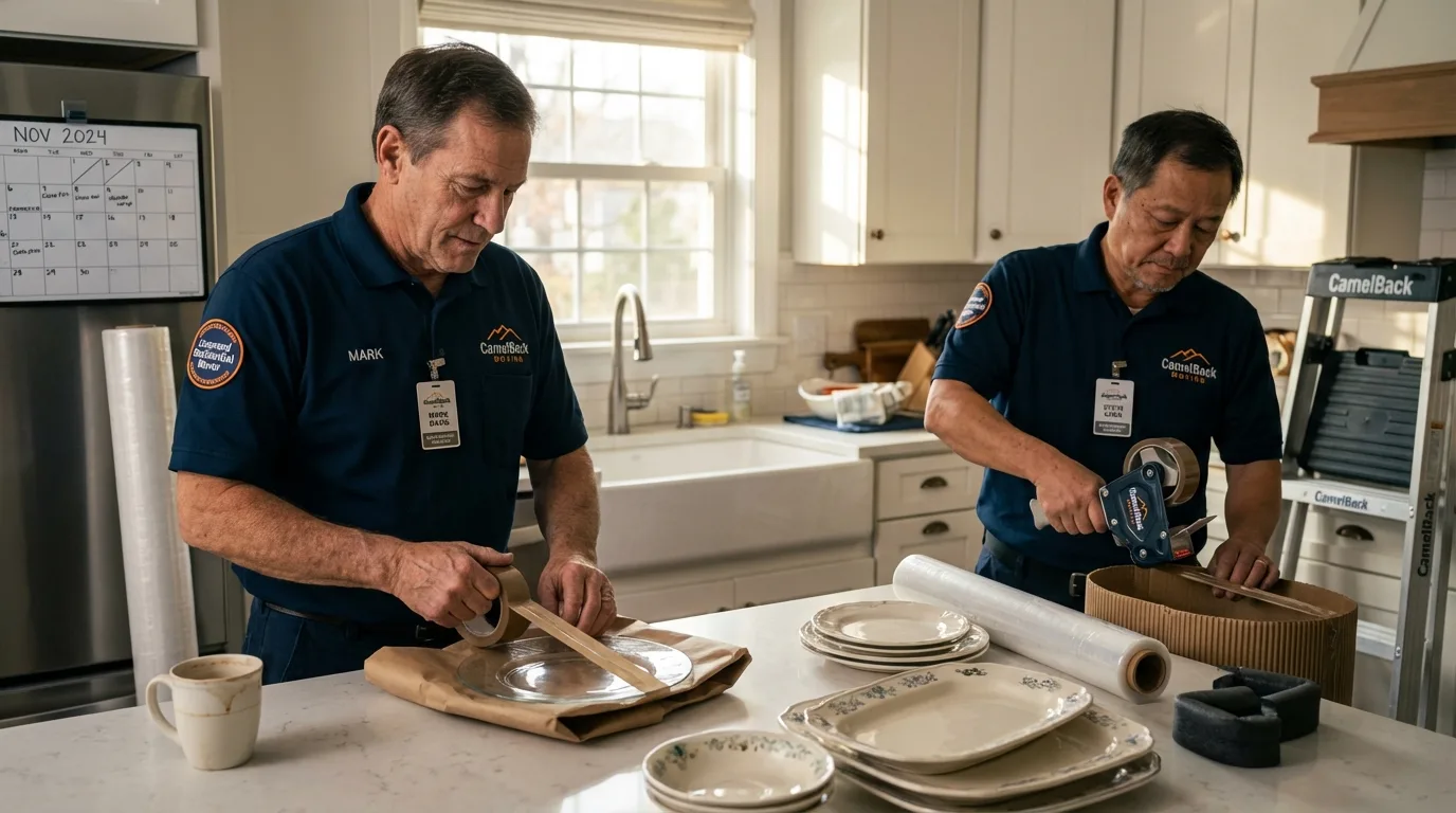 Professional crew packing kitchen dishware in Searcy, AR